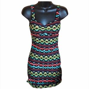 Black printed mini dress. Size XS